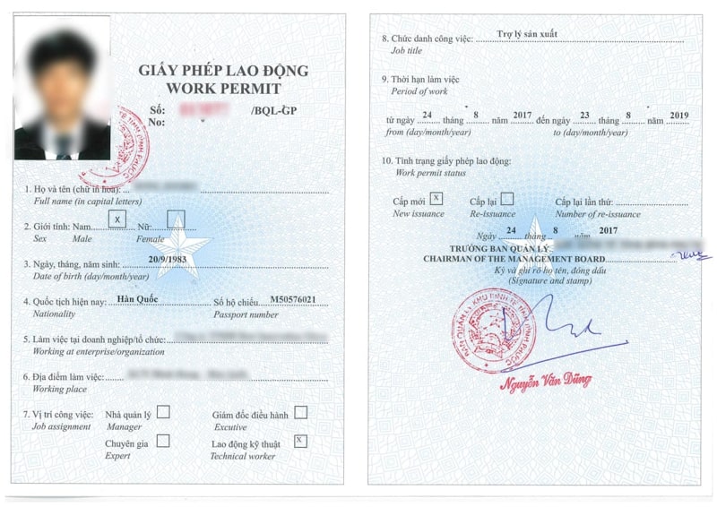 Giấy phép lao động cho người Hàn Quốc